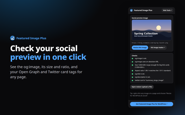 Featured Image Plus extension screenshot